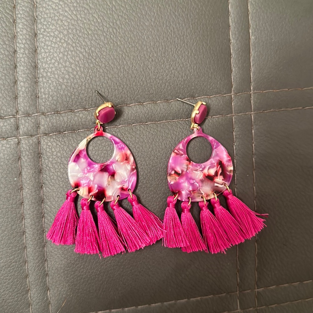 Pink tassel earrings